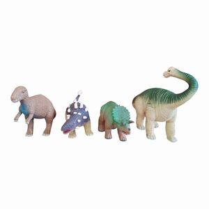 Vintage 1999 Dinosaur 4 Piece Lot M.M.T.L Toy FIGURE  Brontosaurus 4x3"